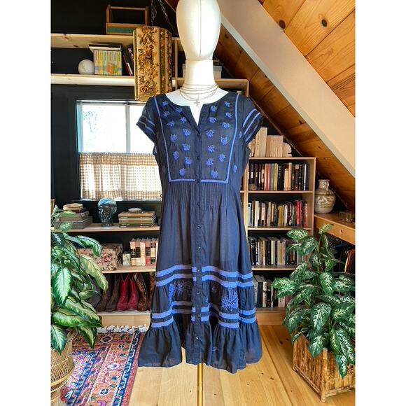 Vintage Embroidered Dress Sheer Black - Picture 2 of 11